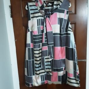 Ashley Stewart Black, Gray & Cream Striped Tunic